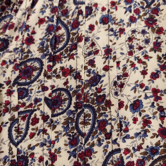 Daniel Rain Blouse womens 1x Peasant roll tab floral tie tassels silver buttons - Picture 8 of 15